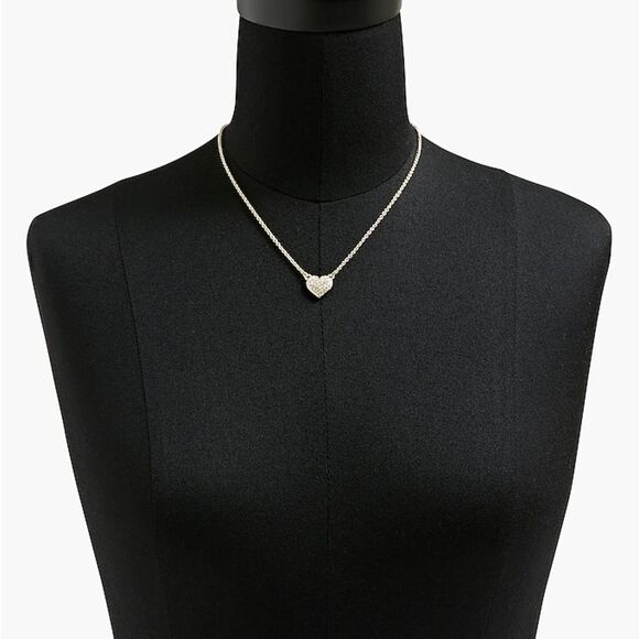 J Crew Gold Pave Heart Pendant Necklace - Picture 2 of 6